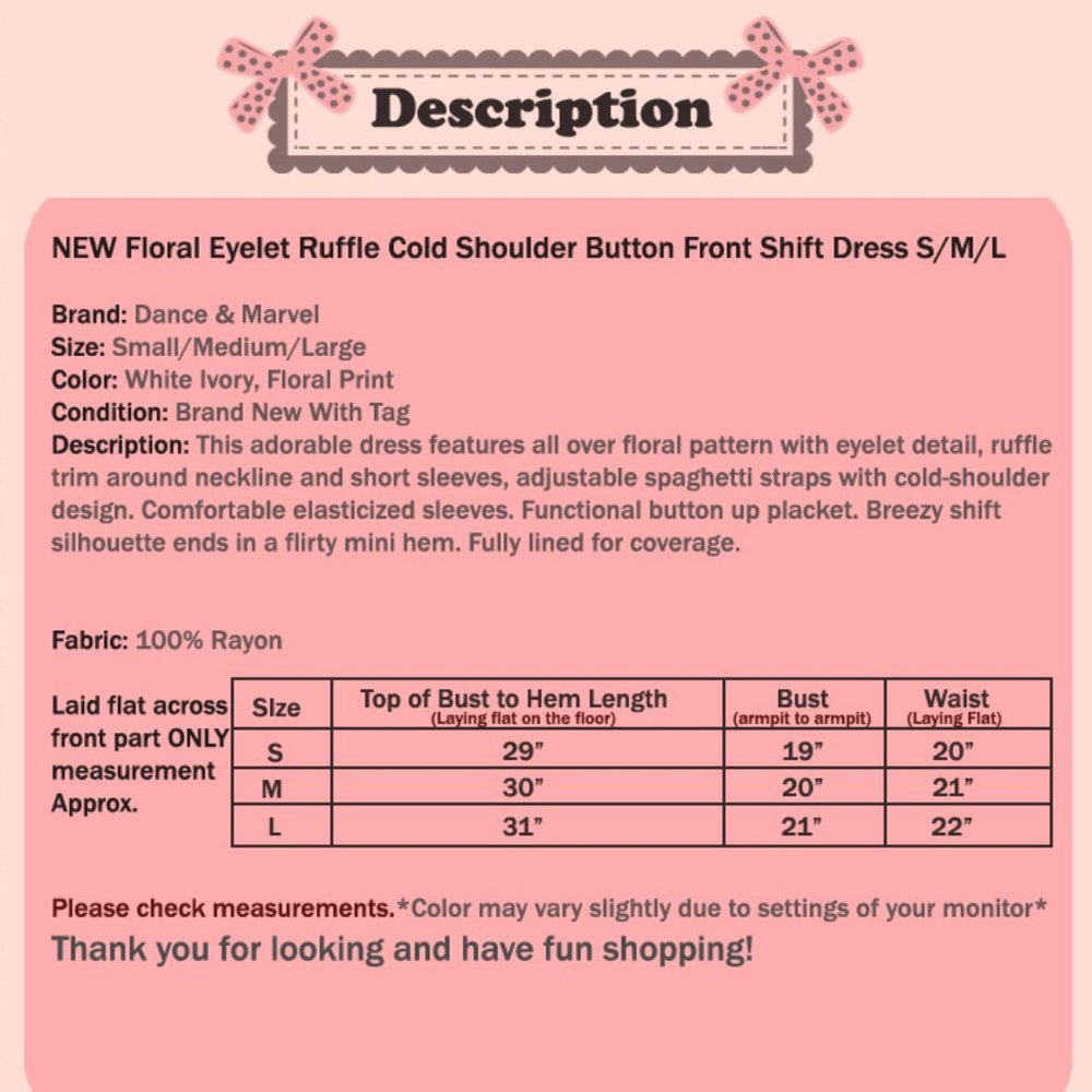 Eyelet Floral Cold Shoulder Ruffle Button Up Dress - Picture 9 of 9